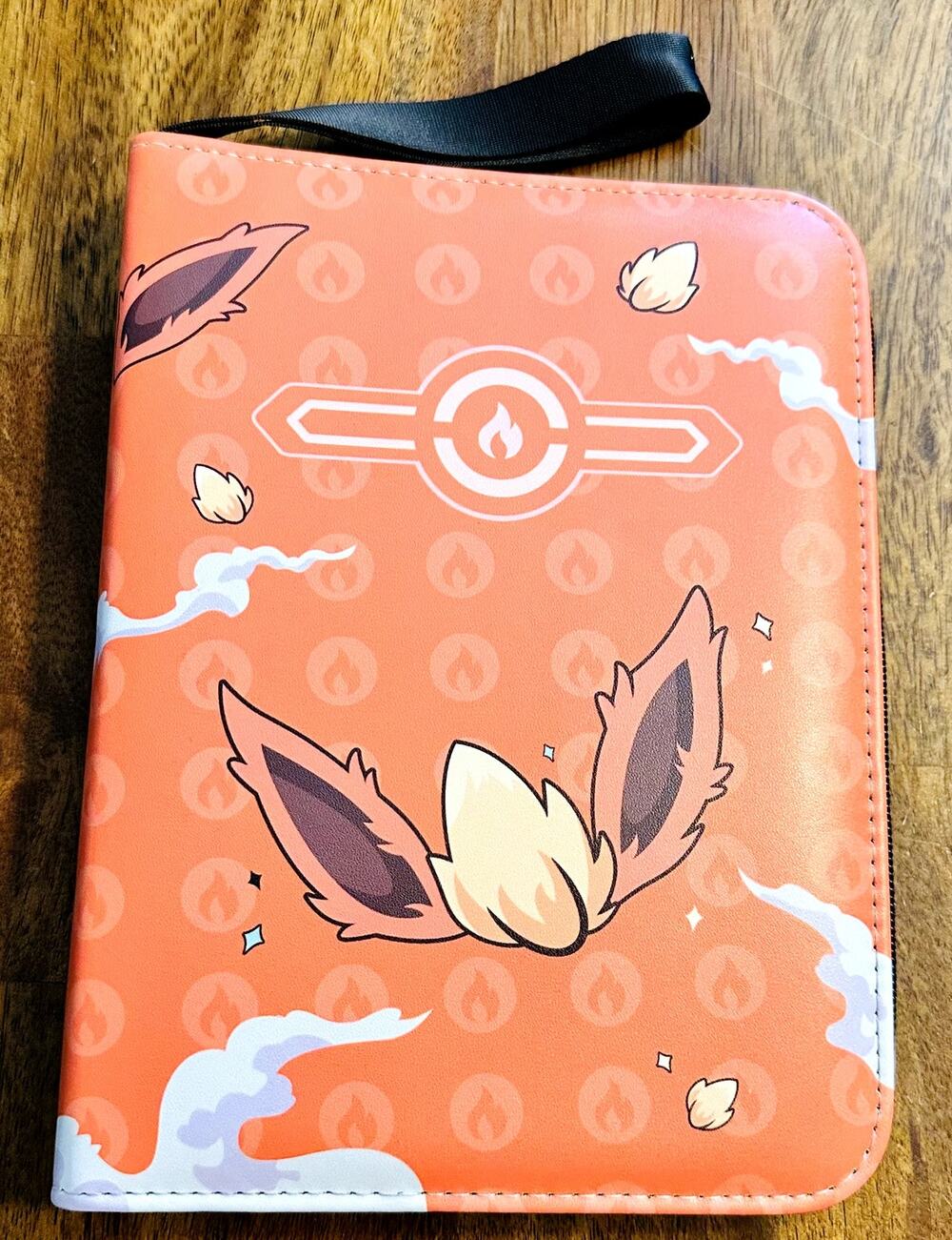Pokemon Flareon 3 Ring Binder Trading Cards Holder Sleeves 10"x7" Zipper Close
